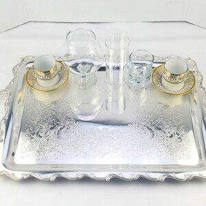 WEBSTER WILCOX INTERN SILVER BUTLER TRAY JOANNE # 7291 TEA COCKTAIL TRAY 25"x15"